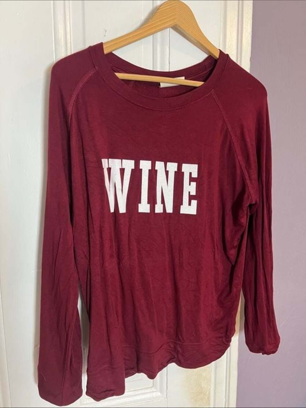 WINE Graphic Long-Sleeve Tee - Burgundy